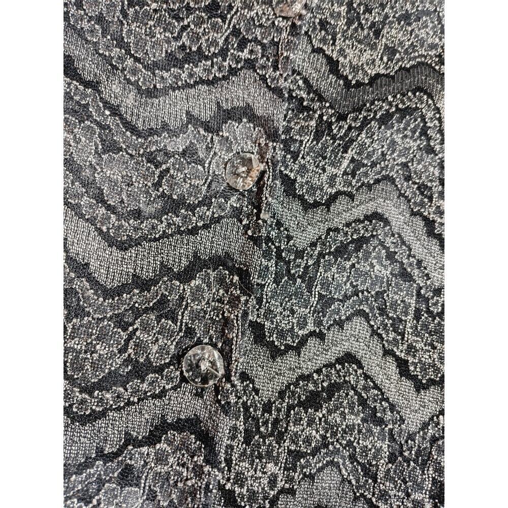 Upper East Side Small Black Gray Y2k Button Up Statement Cardigan USA 90s Rare - Picture 2 of 6